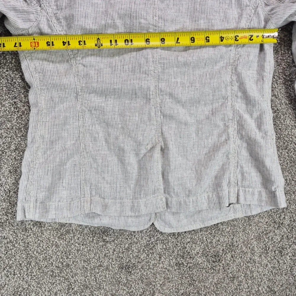Eileen Fisher Blazer Womens XS Gray Pinstripe Hemp Organic Cotton Jacket